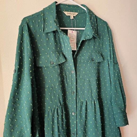 Women's Small Davi & Dani Green Tiered Dress NWT - Picture 3 of 7